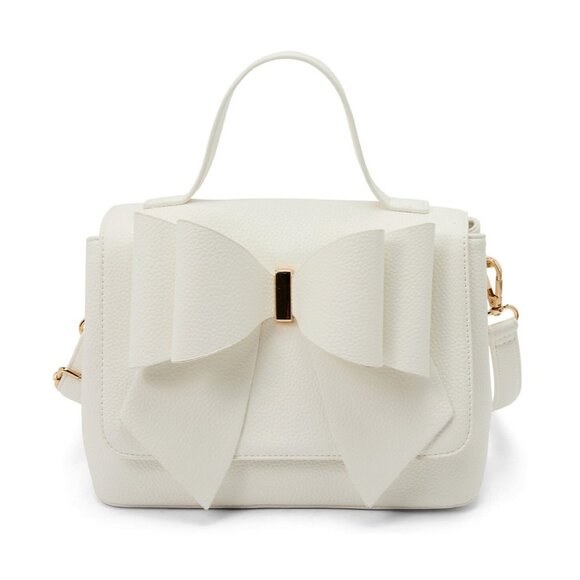 LIKE DREAMS/GROSSI Eva double bowtie leather top handle crossbody WHITE (New) - Picture 1 of 13